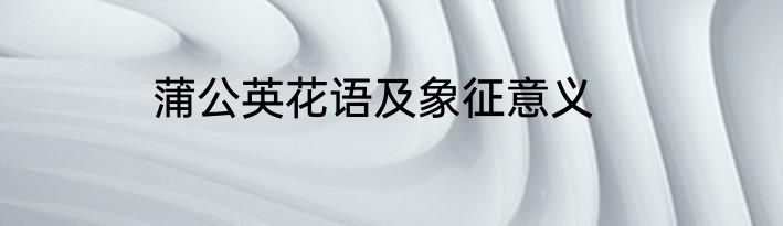 蒲公英花语及象征意义