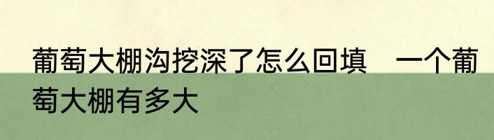 葡萄大棚沟挖深了怎么回填　一个葡萄大棚有多大