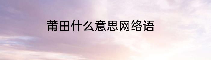 莆田什么意思网络语