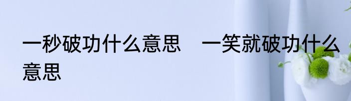 一秒破功什么意思　一笑就破功什么意思