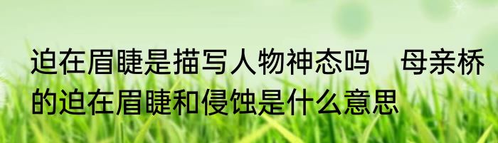 迫在眉睫是描写人物神态吗　母亲桥的迫在眉睫和侵蚀是什么意思
