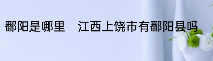 鄱阳是哪里　江西上饶市有鄱阳县吗