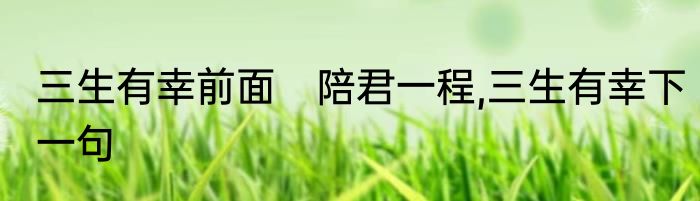 三生有幸前面　陪君一程,三生有幸下一句