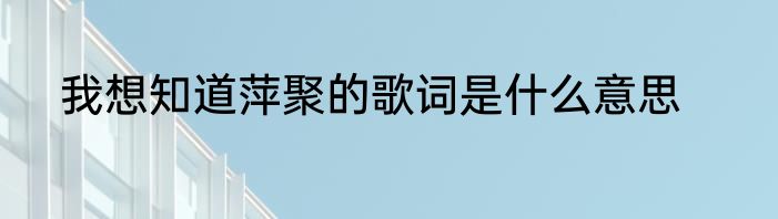 我想知道萍聚的歌词是什么意思
