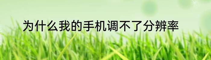 为什么我的手机调不了分辨率