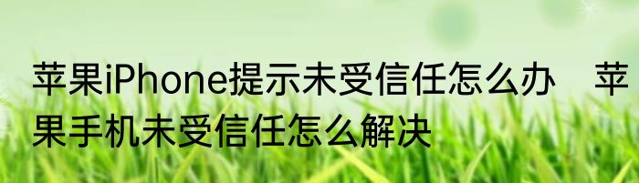苹果iPhone提示未受信任怎么办　苹果手机未受信任怎么解决
