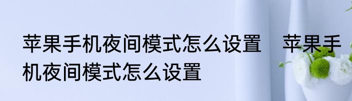苹果手机夜间模式怎么设置　苹果手机夜间模式怎么设置