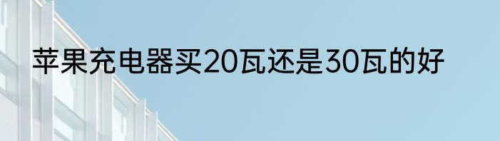 苹果充电器买20瓦还是30瓦的好