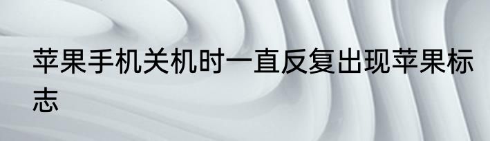 苹果手机关机时一直反复出现苹果标志