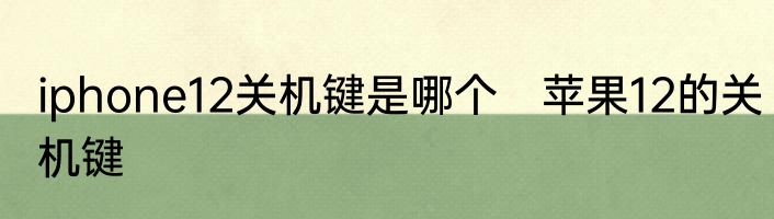 iphone12关机键是哪个　苹果12的关机键
