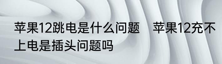 苹果12跳电是什么问题　苹果12充不上电是插头问题吗
