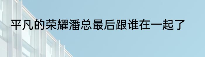 平凡的荣耀潘总最后跟谁在一起了
