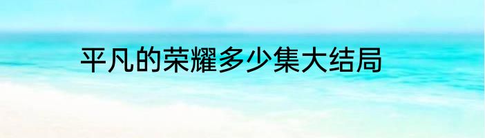 平凡的荣耀多少集大结局