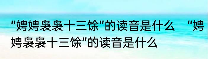 “娉娉袅袅十三馀”的读音是什么　“娉娉袅袅十三馀”的读音是什么