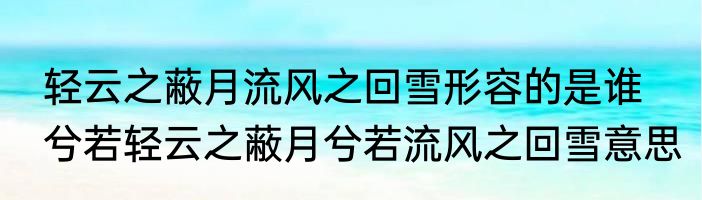 轻云之蔽月流风之回雪形容的是谁　兮若轻云之蔽月兮若流风之回雪意思