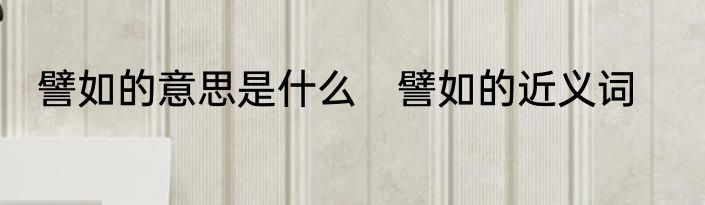 譬如的意思是什么　譬如的近义词