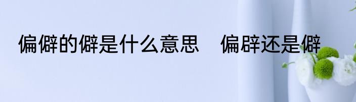 偏僻的僻是什么意思　偏辟还是僻
