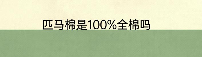 匹马棉是100%全棉吗
