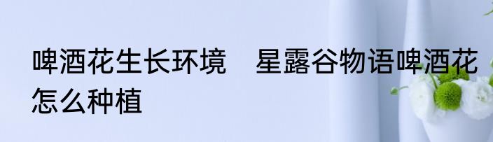 啤酒花生长环境　星露谷物语啤酒花怎么种植