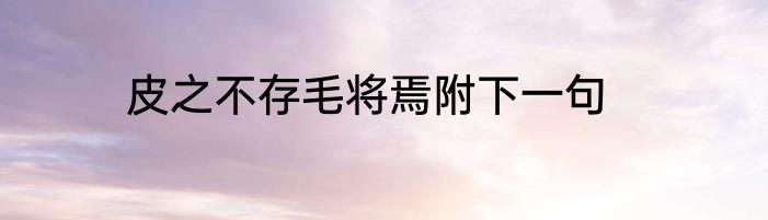 皮之不存毛将焉附下一句