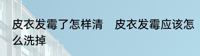 皮衣发霉了怎样清　皮衣发霉应该怎么洗掉