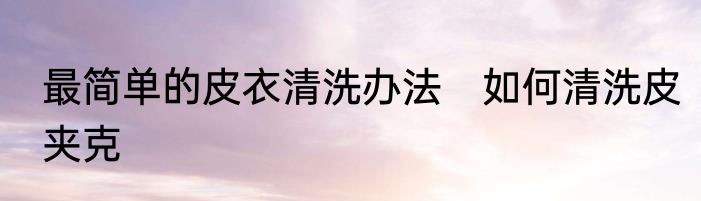 最简单的皮衣清洗办法　如何清洗皮夹克