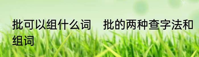 批可以组什么词　批的两种查字法和组词
