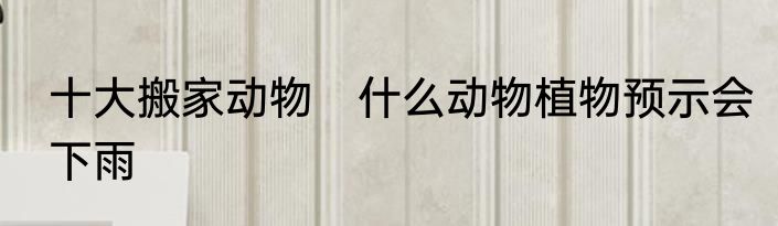 十大搬家动物　什么动物植物预示会下雨