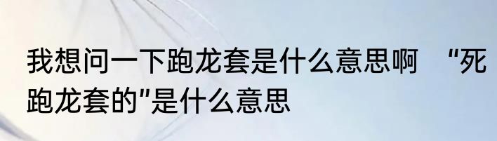 我想问一下跑龙套是什么意思啊　“死跑龙套的”是什么意思