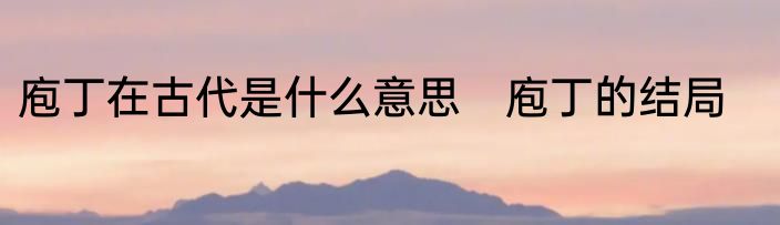 庖丁在古代是什么意思　庖丁的结局