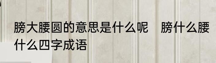 膀大腰圆的意思是什么呢　膀什么腰什么四字成语