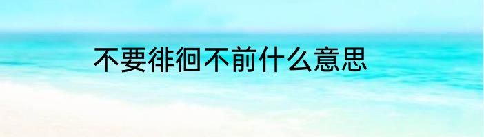 不要徘徊不前什么意思