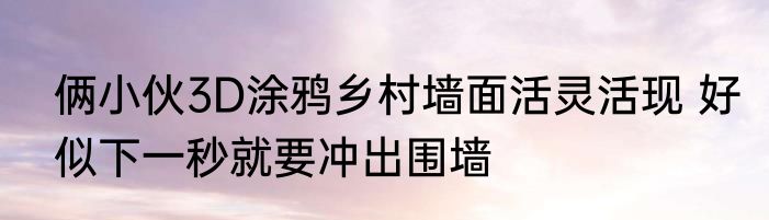俩小伙3D涂鸦乡村墙面活灵活现 好似下一秒就要冲出围墙