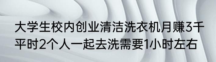 大学生校内创业清洁洗衣机月赚3千 平时2个人一起去洗需要1小时左右