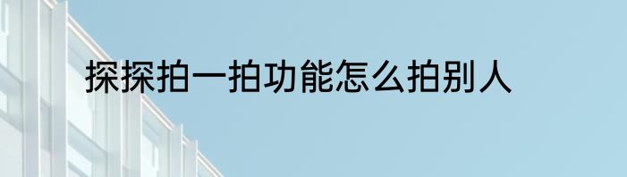 探探拍一拍功能怎么拍别人