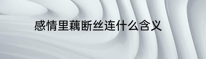感情里藕断丝连什么含义