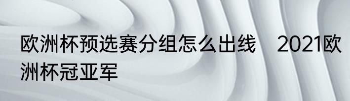 欧洲杯预选赛分组怎么出线　2021欧洲杯冠亚军