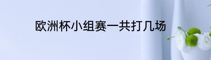欧洲杯小组赛一共打几场