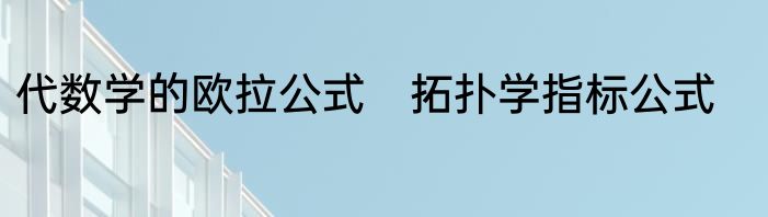 代数学的欧拉公式　拓扑学指标公式