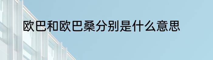 欧巴和欧巴桑分别是什么意思