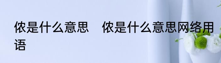 侬是什么意思　侬是什么意思网络用语