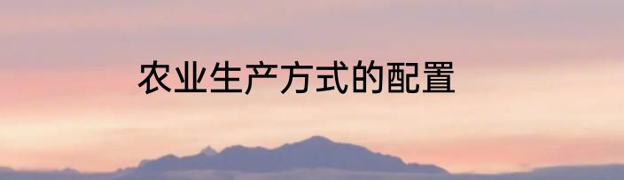 农业生产方式的配置