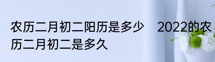 农历二月初二阳历是多少　2022的农历二月初二是多久