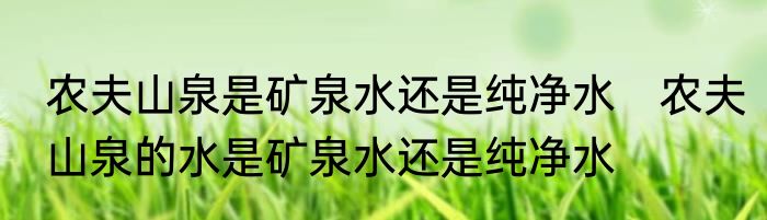 农夫山泉是矿泉水还是纯净水　农夫山泉的水是矿泉水还是纯净水