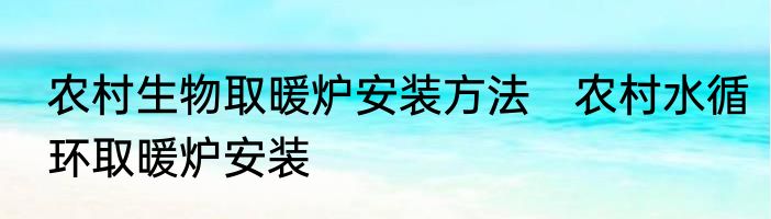 农村生物取暖炉安装方法　农村水循环取暖炉安装