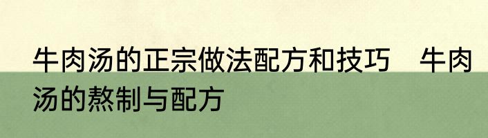 牛肉汤的正宗做法配方和技巧　牛肉汤的熬制与配方