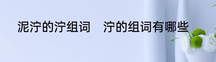 泥泞的泞组词　泞的组词有哪些