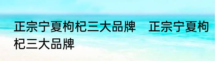 正宗宁夏枸杞三大品牌　正宗宁夏枸杞三大品牌