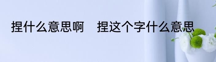 捏什么意思啊　捏这个字什么意思