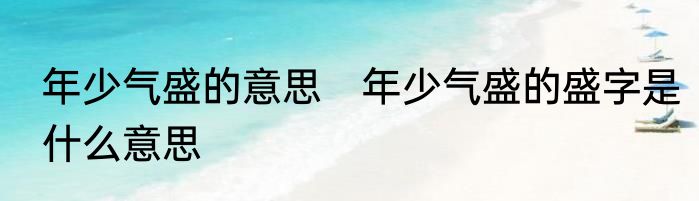 年少气盛的意思　年少气盛的盛字是什么意思